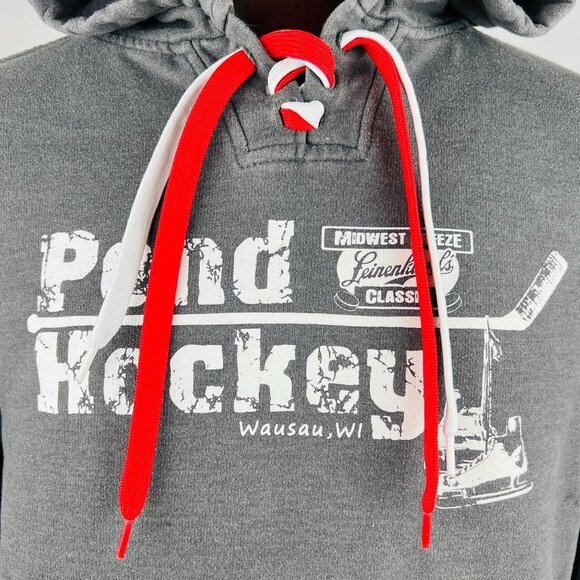 Leinenkugel's Pond Hockey Wausau WI Hoodie Pullover Medium Sweat Jacket - Picture 3 of 6